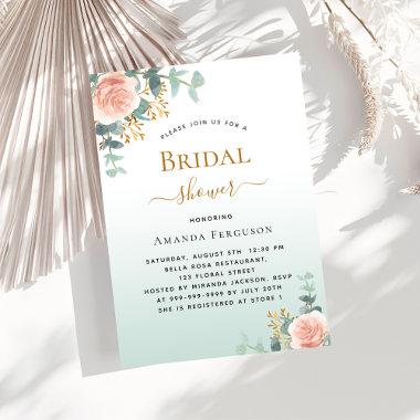 Bridal Shower floral rose gold greenery Invitations
