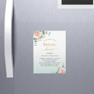 Bridal Shower floral rose gold greenery luxury Magnetic Invitations