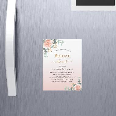 Bridal Shower floral rose gold greenery luxury Magnetic Invitations