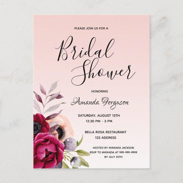 Bridal shower floral rose gold invitation postInvitations