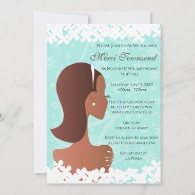 Bridal Shower Floral Tiffany Teal Invitations