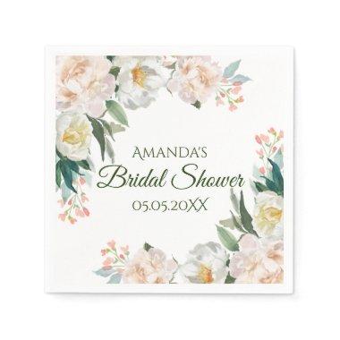 Bridal Shower floral watercolored roses Napkins