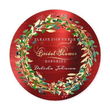 Floral Wreath Red Marsala Green Gold
