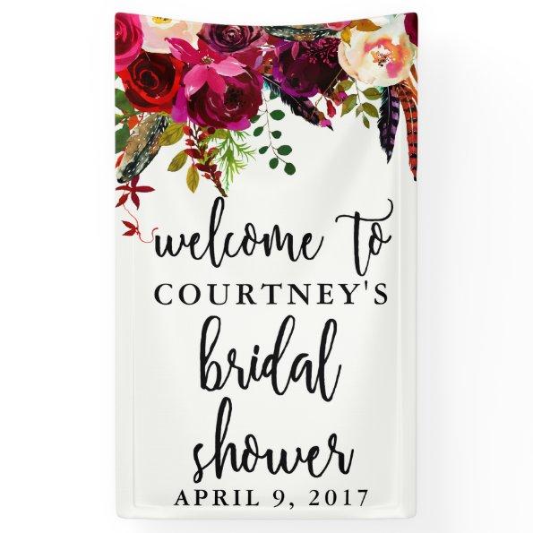 Bridal Shower Floral Wreath Welcome Banner