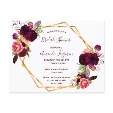 florals burgundy invitation post