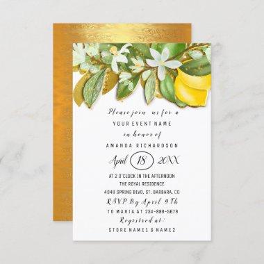 Bridal Shower Flower Brunch Lemon Tree Whites Invitations