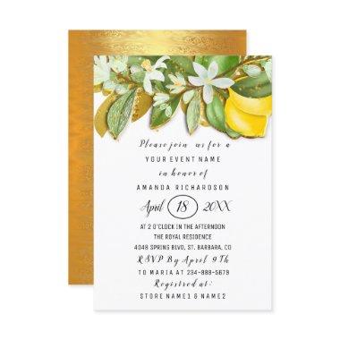 Bridal Shower Flower Brunch Lemon Tree Whites Invitations