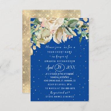 Bridal Shower Flower Brunch Mint Royal Confetti Invitations