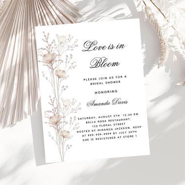 Bridal shower flowers love bloom budget Invitations