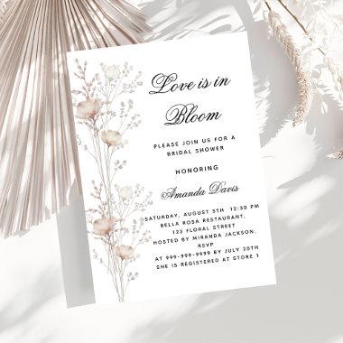 Bridal shower flowers love in bloom blush luxury Invitations