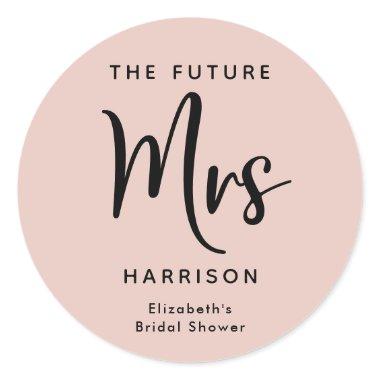 Future Mrs Blush Pink Classic Round Sticker
