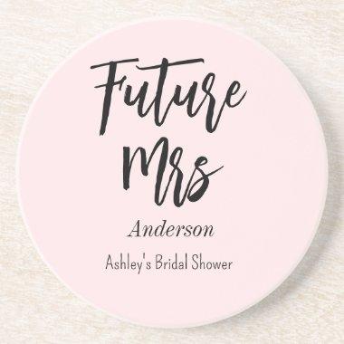 Bridal Shower Future Mrs Blush Pink Coaster