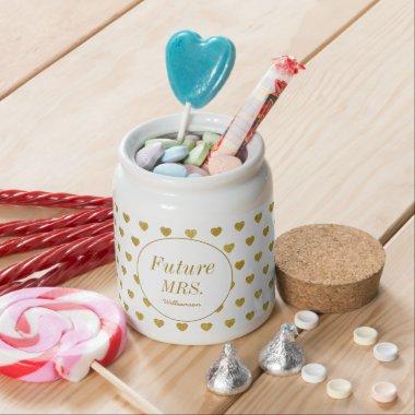 Bridal Shower Future Mrs Gold Hearts Chic Candy Jar