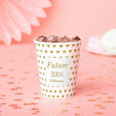 Bridal Shower Future Mrs Gold Hearts Chic Paper Cups