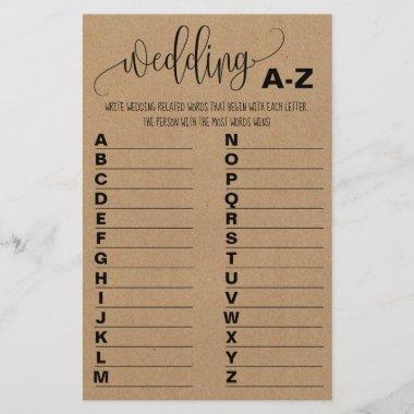 Bridal Shower Game A to Z Invitations Flyer