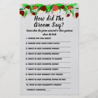Bridal Shower Game Invitations What did the Groom Say F Flyer
