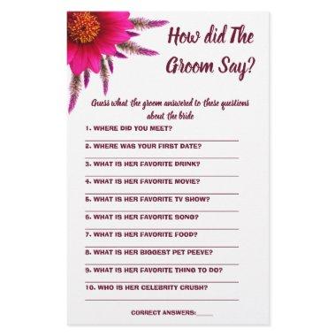 Game  What did the Groom Say Flyer