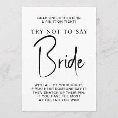 Bridal Shower Game Don't Say Bride Invitations