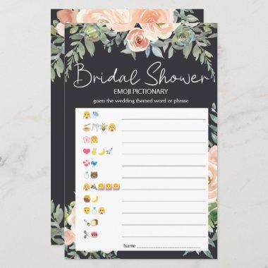 Bridal Shower Game Emoji Pictionary Pastel Peach