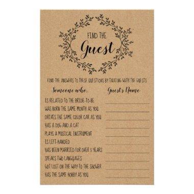 Bridal Shower Game Find The Guest Invitations