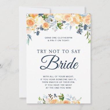 Bridal Shower Game Floral Don't Say Bride Invitations