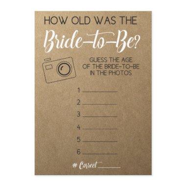 Bridal Shower Game- Guess Bride's Age from Photo Invitations