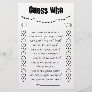 Bridal Shower Game Guess Who Invitations Flyer
