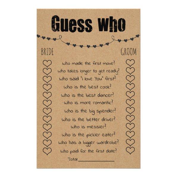 Bridal Shower Game Guess Who Invitations Flyer