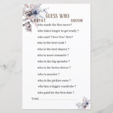 Bridal shower game guess who Invitations flyerPaper Sheet