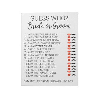 Game Guess Who Notepad