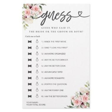 Game He Said She Said Guess Roses
