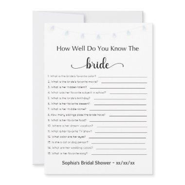 Bridal Shower Game How Well Do You Know The Bride Invitations