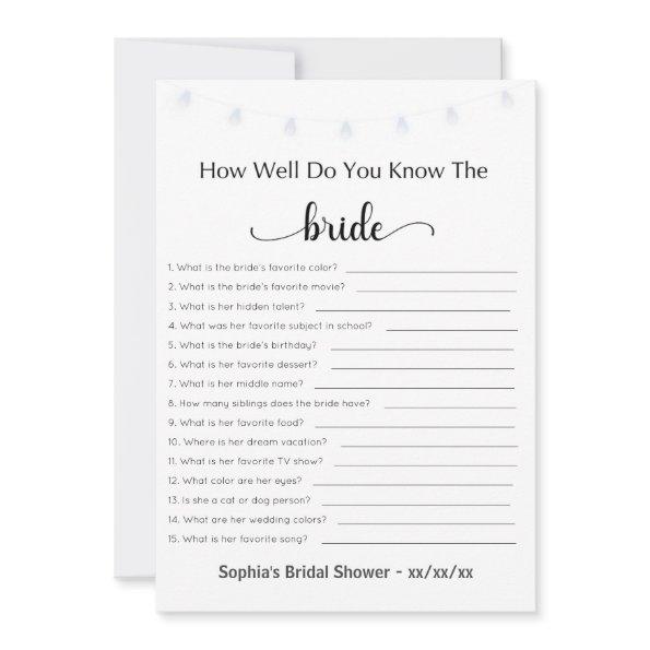 Bridal Shower Game How Well Do You Know The Bride Invitations