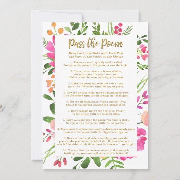 Bridal Shower Game, Pass the Poem Shower Game