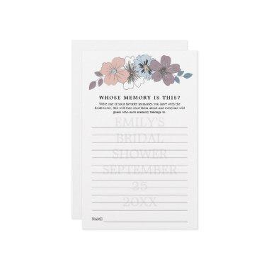 Bridal Shower Game Whose Memory Blue Pink Florals