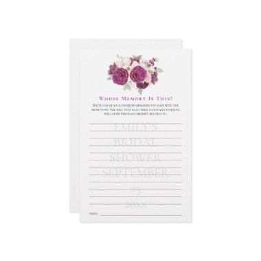 Game Whose Memory Burgundy Florals