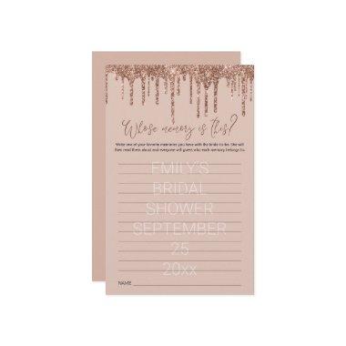 Bridal Shower Game Whose Memory Rose Gold Glitter