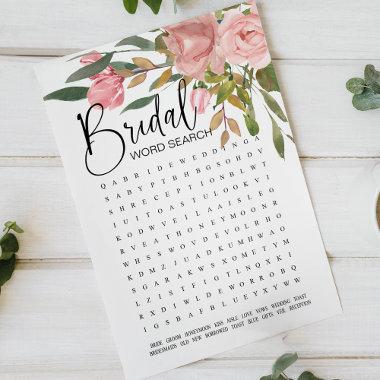 Bridal Shower Game Word Search Blush Pink Roses