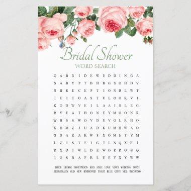 Bridal Shower Game Word Search Blushing Rose