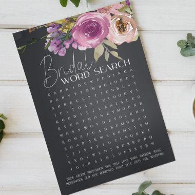 Bridal Shower Game Word Search Dusty Pink Purple