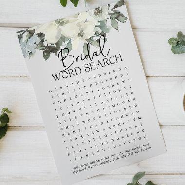 Bridal Shower Game Word Search Ivory White Floral
