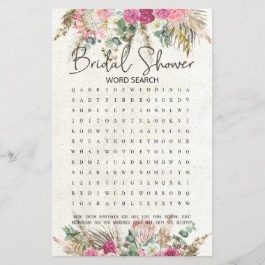 Bridal Shower Game Word Search Pastel Boho Neutral