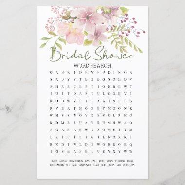 Bridal Shower Game Word Search Pink Blush Magnolia