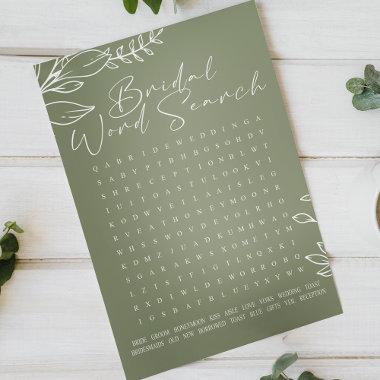 Bridal Shower Game Word Search Sage Green Flowers