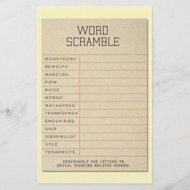 Bridal Shower Games Fun Word Scramble Library Invitations