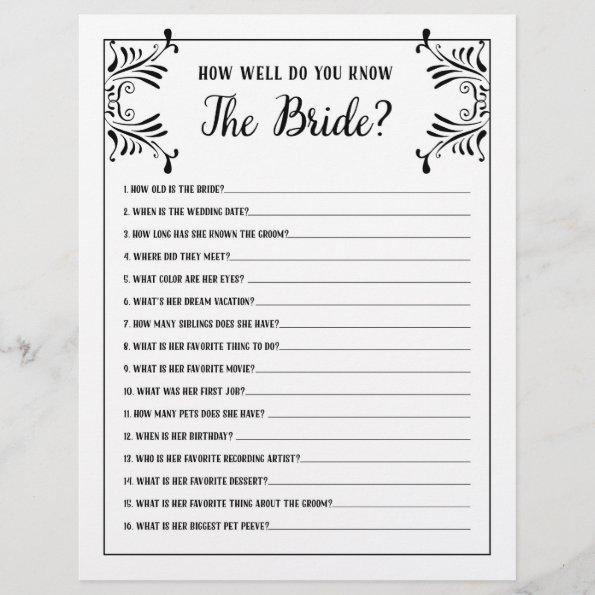 Bridal Shower Games How Well Do You Know The Bride