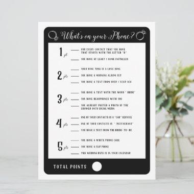 Bridal Shower Games What's on your phone Game Invitations