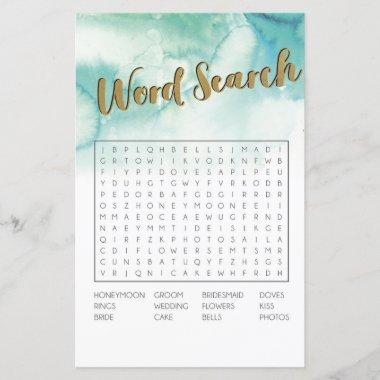 Bridal Shower Games Word Search Game Blue Gold