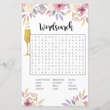Bridal Shower Games Word Search Game Champagne