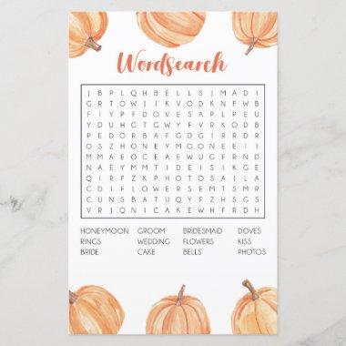 Bridal Shower Games Word Search Game Pumpkin